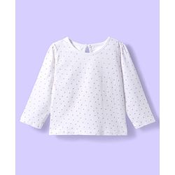 Babyhug 100% Cotton Woven Frock With Polka Dots Printed Inner Tee - Violet