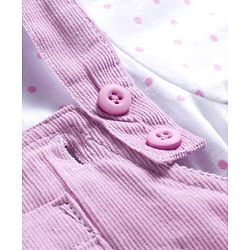 Babyhug 100% Cotton Woven Frock With Polka Dots Printed Inner Tee - Violet