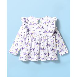 Babyhug Single Jersey Knit Full Sleeves Floral Printed Top & Leggings Set - White & Pink