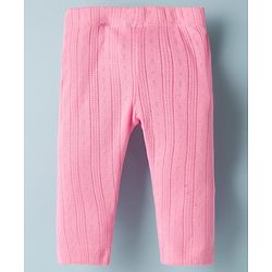 Babyhug Single Jersey Knit Full Sleeves Text Embroidery Top with Bow Applique & Leggings Set - Pink & White