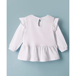 Babyhug Single Jersey Knit Full Sleeves Text Embroidery Top with Bow Applique & Leggings Set - Pink & White