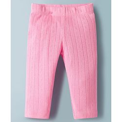 Babyhug Single Jersey Knit Full Sleeves Text Embroidery Top with Bow Applique & Leggings Set - Pink & White