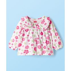 Babyhug Single Jersey Knit Full Sleeves Top & Leggings Set With Floral Print - Multicolor