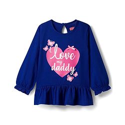 Babyhug Single Jersey Knit Full Sleeves Heart & Text Printed Top & Leggings Set - Blue & Pink