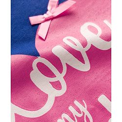 Babyhug Single Jersey Knit Full Sleeves Heart & Text Printed Top & Leggings Set - Blue & Pink