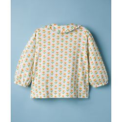 Babyhug Single Jersey Knit Full Sleeves Floral Printed Top & Leggings Set - Orange