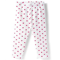 Babyhug Single Jersey Knit Full Sleeves Top & Leggings Set With Floral Embroidery & Print - Red & White