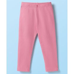 Babyhug Single Jersey Knit Full Sleeves Striped Top & Leggings Set with Butterfly Embroidery - Pink & Blue