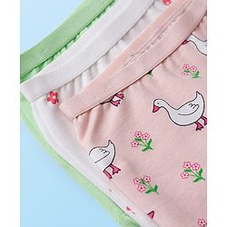 Babyhug Cotton Lycra Knit Hipster With Floral Print Pack Of 3 - White Peach & Light Green