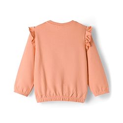 Babyhug Terry Knit Full Sleeves Deer Embroidered Top with Frill Detailing & Trouser - Peach