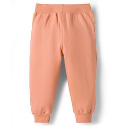 Babyhug Terry Knit Full Sleeves Deer Embroidered Top with Frill Detailing & Trouser - Peach