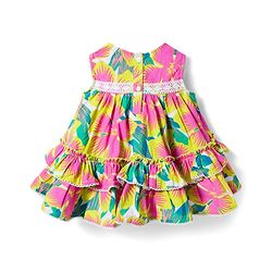 Babyhug Cotton Woven Sleeveless Floral Printed Frock With Lace Detailing & Headband - Multicolor