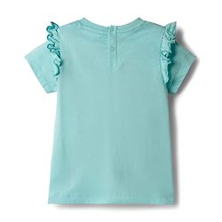 Babyhug Disney Single Jersey Knit Half Sleeves T-Shirt with Tinker Bell Graphic & Glitter Detailing - Light Blue