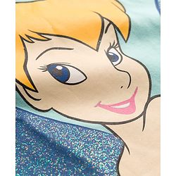 Babyhug Disney Single Jersey Knit Half Sleeves T-Shirt with Tinker Bell Graphic & Glitter Detailing - Light Blue