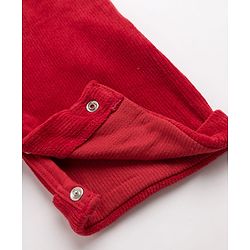 Babyhug Single Jersey Knit Half Sleeves T-Shirt & Dungarees with Jungle Safari Theme Print & Embroidery - Maroon