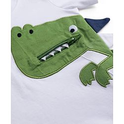 Babyhug 100% Cotton Knit Half Sleeves Dino Printed T-Shirt & Shorts Set - White & Green