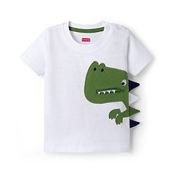 Babyhug 100% Cotton Knit Half Sleeves Dino Printed T-Shirt & Shorts Set - White & Green
