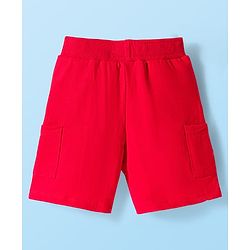 Babyhug Single Jersey Knit Half Sleeves Striped Polo T-Shirt & Shorts Set - Red