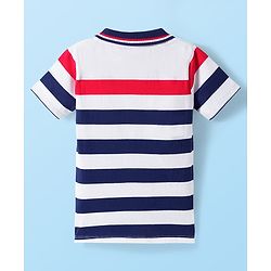 Babyhug Single Jersey Knit Half Sleeves Striped Polo T-Shirt & Shorts Set - Red