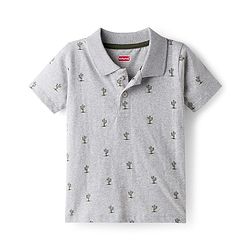 Babyhug 100% Cotton Half Sleeves Cactus Printed Polo T-Shirt & Short Set - Grey & Dark Green
