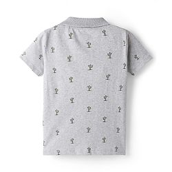 Babyhug 100% Cotton Half Sleeves Cactus Printed Polo T-Shirt & Short Set - Grey & Dark Green