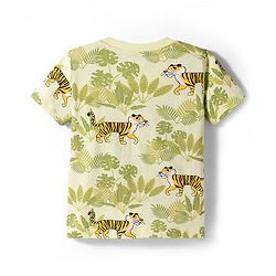 Babyhug Single Jersey Knit Half Sleeves T-Shirt & Shorts Set With Tiger Print - Multicolor