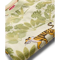 Babyhug Single Jersey Knit Half Sleeves T-Shirt & Shorts Set With Tiger Print - Multicolor