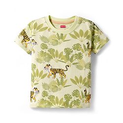 Babyhug Single Jersey Knit Half Sleeves T-Shirt & Shorts Set With Tiger Print - Multicolor