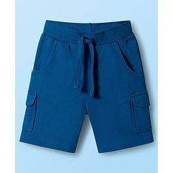 Babyhug Single Jersey Knit Half Sleeves Striped Shirt & Shorts Set - Blue