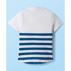 Babyhug Single Jersey Knit Half Sleeves Striped Shirt & Shorts Set - Blue