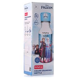 Babyhug Disney Frozen Theme Stainless Steel Color Changing Magic Bottle Multicolor - 600ml| Leak Resistant| BPA Free| Rust Proof| Food Grade 304 SS| Soft Silicone Spout