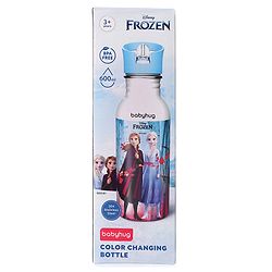 Babyhug Disney Frozen Theme Stainless Steel Color Changing Magic Bottle Multicolor - 600ml| Leak Resistant| BPA Free| Rust Proof| Food Grade 304 SS| Soft Silicone Spout