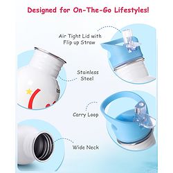 Babyhug Disney Frozen Theme Stainless Steel Color Changing Magic Bottle Multicolor - 600ml| Leak Resistant| BPA Free| Rust Proof| Food Grade 304 SS| Soft Silicone Spout
