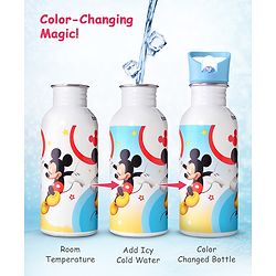 Babyhug Disney Frozen Theme Stainless Steel Color Changing Magic Bottle Multicolor - 600ml| Leak Resistant| BPA Free| Rust Proof| Food Grade 304 SS| Soft Silicone Spout