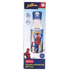 Babyhug Marvel SpiderMan Theme Stainless Steel Color Changing Magic Bottle Multicolor - 600ml| Leak Resistant| BPA Free| Rust Proof| Food Grade 304 SS| Soft Silicone Spout