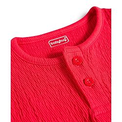 Babyhug Single Jersey Knit Half Sleeves T-Shirt & Shorts Set with Bear Patch Detailing - Red