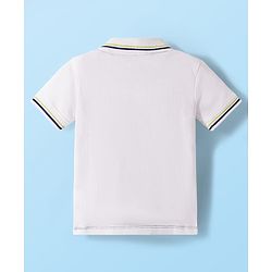 Babyhug Single Jersey Knit Half Sleeves Cut & Sew Polo T-Shirt & Lounge Pant Set with Smiley Print - Navy Blue