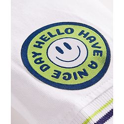 Babyhug Single Jersey Knit Half Sleeves Cut & Sew Polo T-Shirt & Lounge Pant Set with Smiley Print - Navy Blue