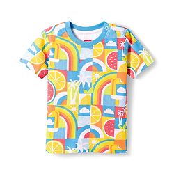 Babyhug Single Jersey Knit Half Sleeves T-Shirt & Shorts Set With Tropical Print - Multicolor