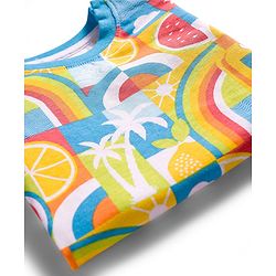 Babyhug Single Jersey Knit Half Sleeves T-Shirt & Shorts Set With Tropical Print - Multicolor