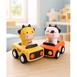 Babyhug Press & Go Giraffe and Cow Characters Cars for Toddlers| Animal Mini Racing Car for Early Learning|Fun Toy for 3+ Years Kids |BIS Certified| Pack of 2| Imaginative Play| Toddler Gifting Option