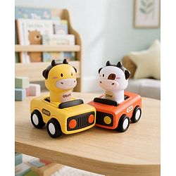 Babyhug Press & Go Giraffe and Cow Characters Cars for Toddlers| Animal Mini Racing Car for Early Learning|Fun Toy for 3+ Years Kids |BIS Certified| Pack of 2| Imaginative Play| Toddler Gifting Option