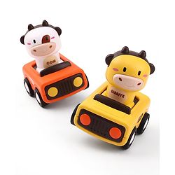 Babyhug Press & Go Giraffe and Cow Characters Cars for Toddlers| Animal Mini Racing Car for Early Learning|Fun Toy for 3+ Years Kids |BIS Certified| Pack of 2| Imaginative Play| Toddler Gifting Option