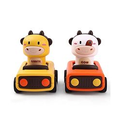 Babyhug Press & Go Giraffe and Cow Characters Cars for Toddlers| Animal Mini Racing Car for Early Learning|Fun Toy for 3+ Years Kids |BIS Certified| Pack of 2| Imaginative Play| Toddler Gifting Option