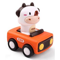 Babyhug Press & Go Giraffe and Cow Characters Cars for Toddlers| Animal Mini Racing Car for Early Learning|Fun Toy for 3+ Years Kids |BIS Certified| Pack of 2| Imaginative Play| Toddler Gifting Option