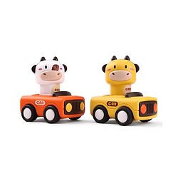 Babyhug Press & Go Giraffe and Cow Characters Cars for Toddlers| Animal Mini Racing Car for Early Learning|Fun Toy for 3+ Years Kids |BIS Certified| Pack of 2| Imaginative Play| Toddler Gifting Option