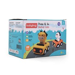 Babyhug Press & Go Giraffe and Cow Characters Cars for Toddlers| Animal Mini Racing Car for Early Learning|Fun Toy for 3+ Years Kids |BIS Certified| Pack of 2| Imaginative Play| Toddler Gifting Option