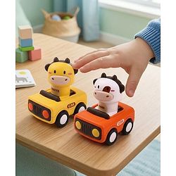 Babyhug Press & Go Giraffe and Cow Characters Cars for Toddlers| Animal Mini Racing Car for Early Learning|Fun Toy for 3+ Years Kids |BIS Certified| Pack of 2| Imaginative Play| Toddler Gifting Option