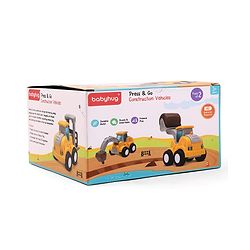 Babyhug Press & Go Mini Bulldozer & Driller Truck Toy with Flexible Joints for Toddlers| Early Learning & Development| Pretend Play Toy| Fun Toy for 3+ Years Kids |BIS Certified| Pack of 2