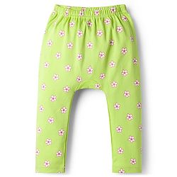 Babyhug Cotton Interlock Knit Full Length Diaper Leggings With Floral Print Pack Of 3 - Pink & Green